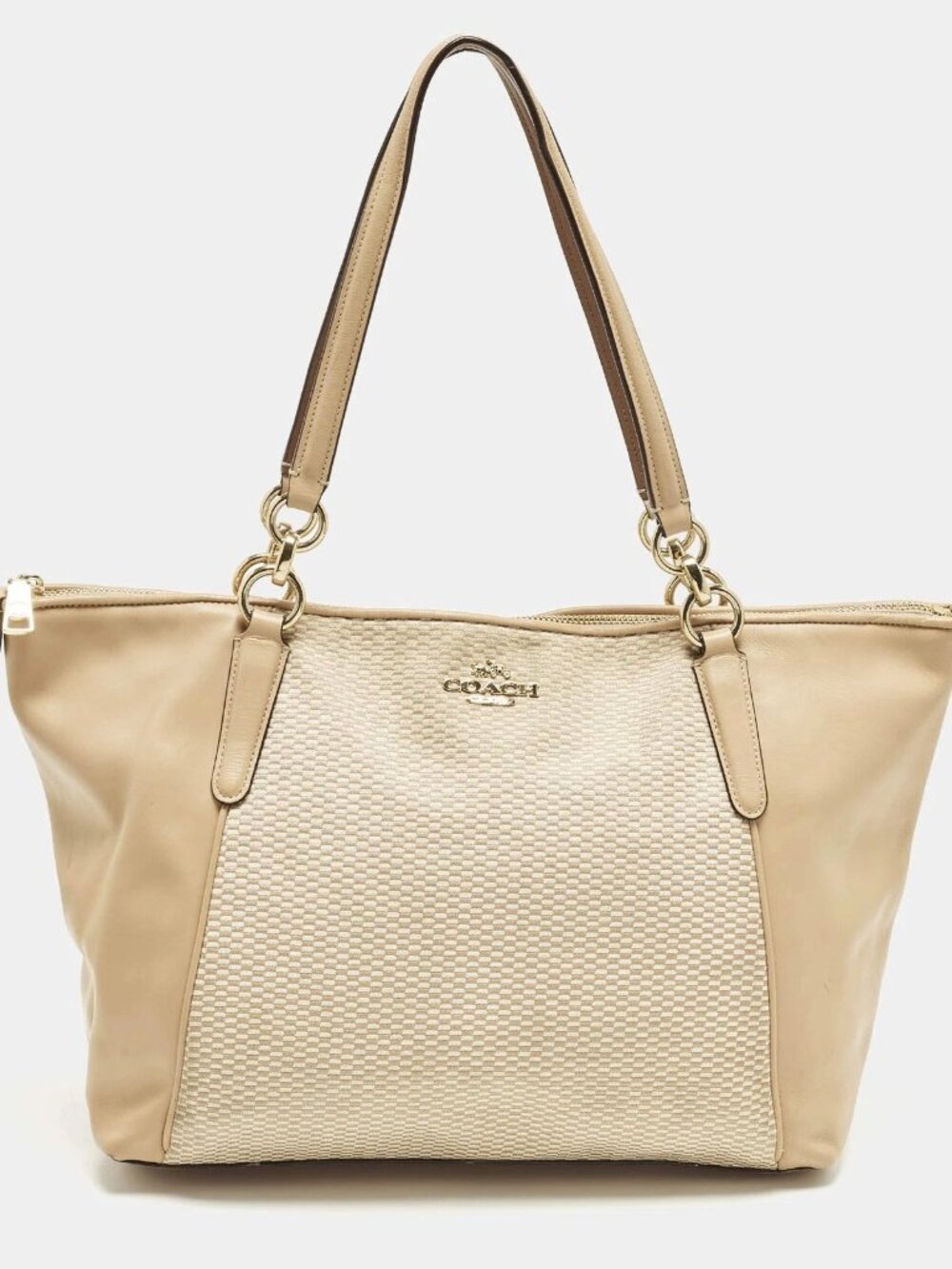 New Coach Ava Beige Leather Shoulder Bag Purse Tote